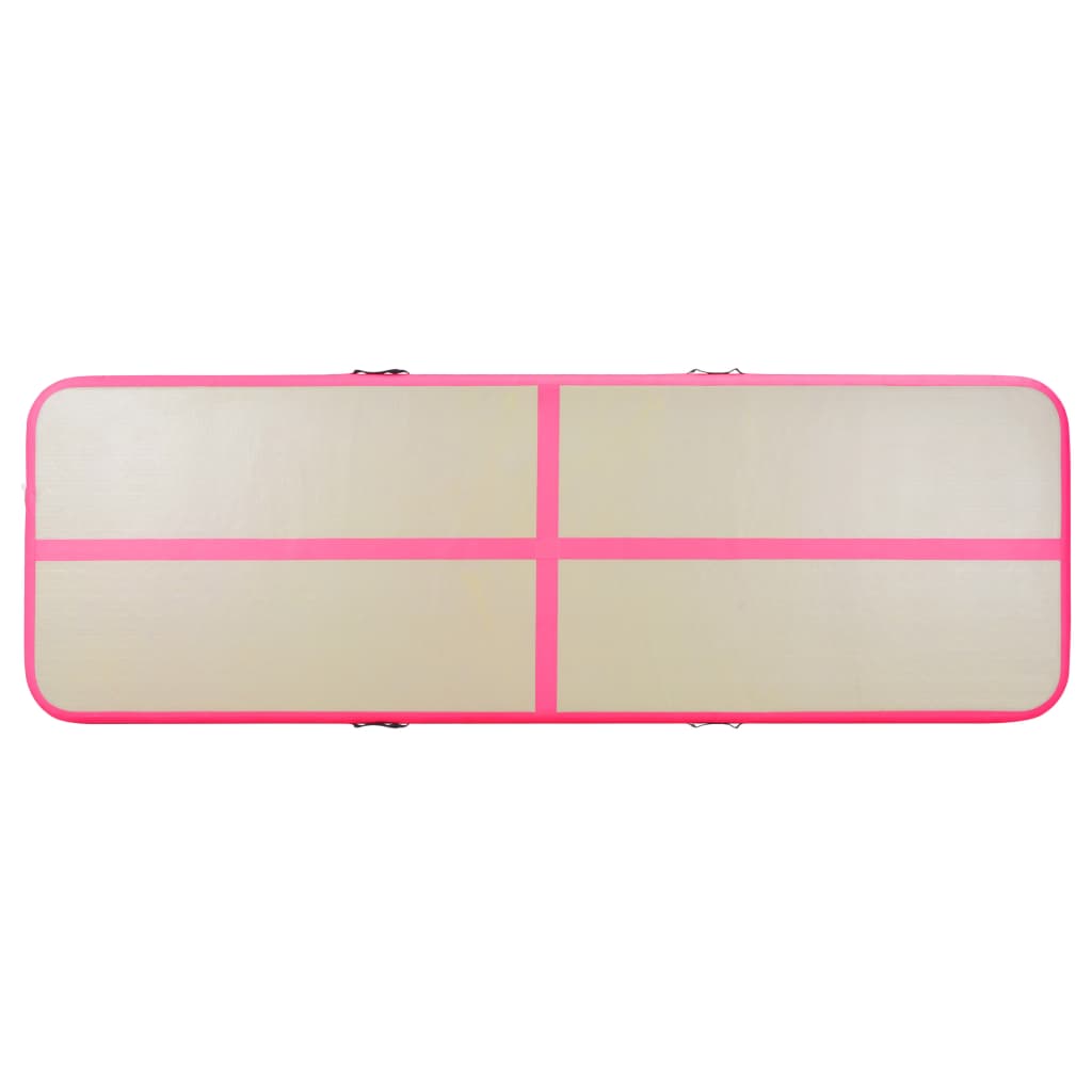 Gymnastiekmat met pomp opblaasbaar 300x100x10 cm PVC roze - Griffin Retail