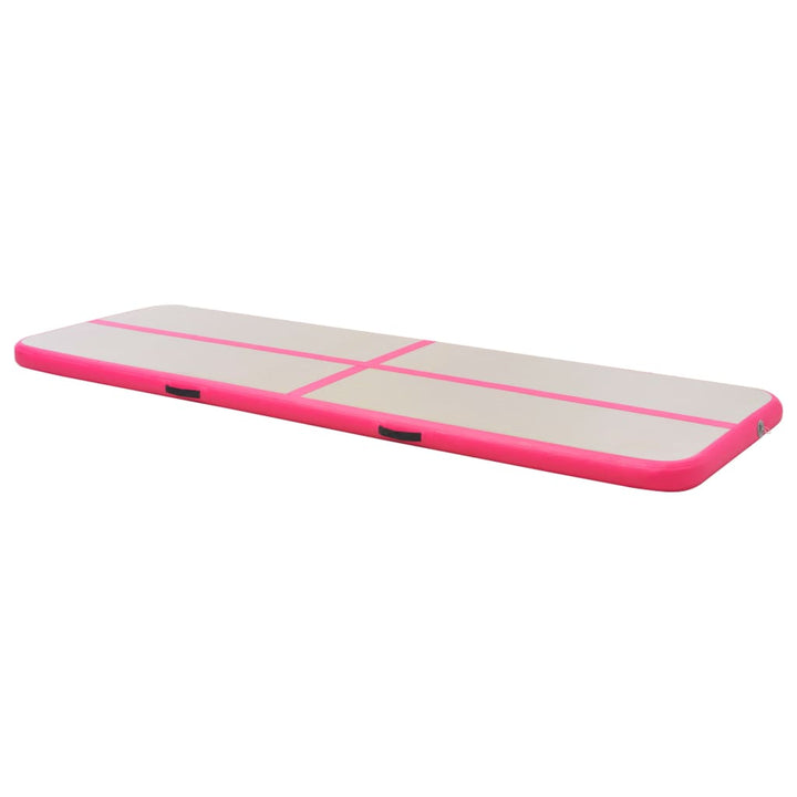 Gymnastiekmat met pomp opblaasbaar 400x100x10 cm PVC roze - Griffin Retail