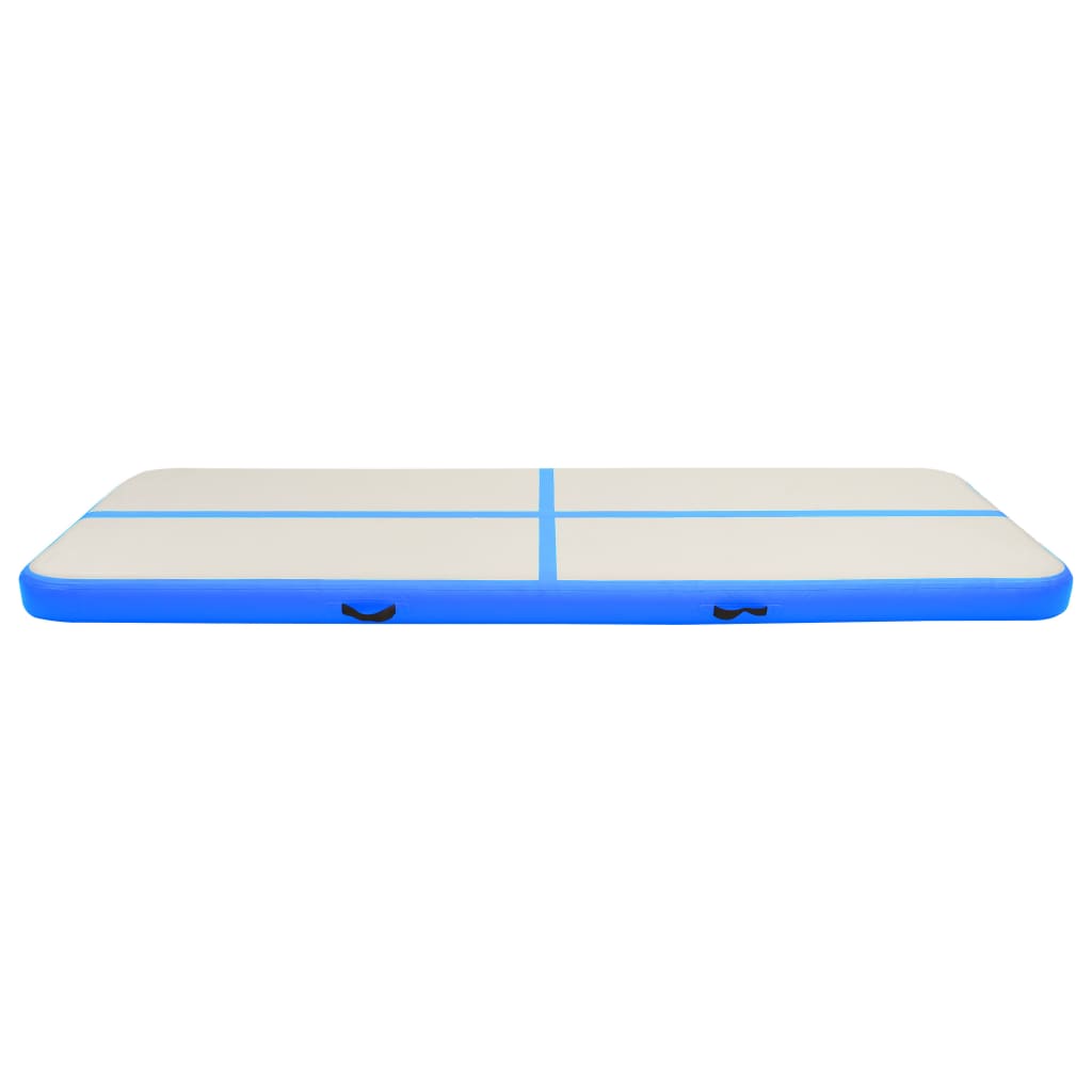 Gymnastiekmat met pomp opblaasbaar 400x100x15 cm PVC blauw - Griffin Retail