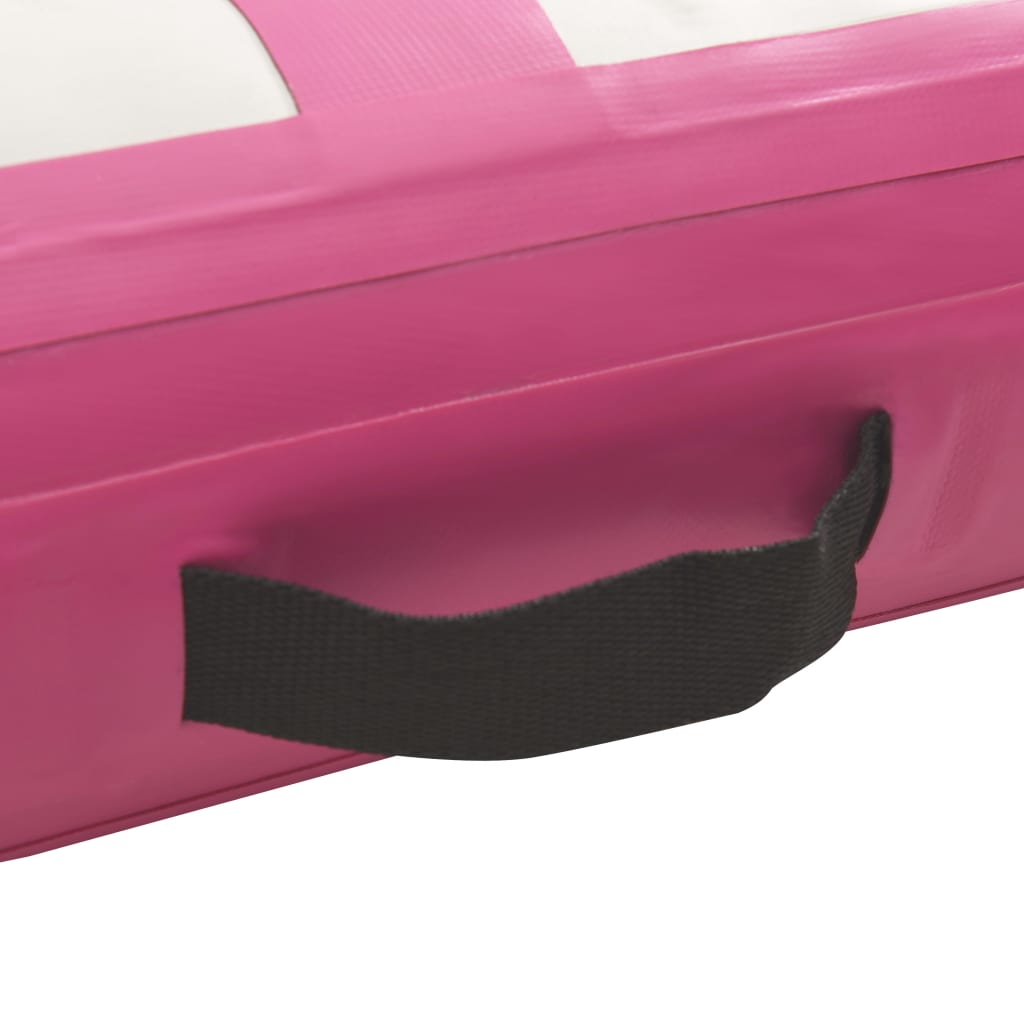 Gymnastiekmat met pomp opblaasbaar 400x100x15 cm PVC roze - Griffin Retail