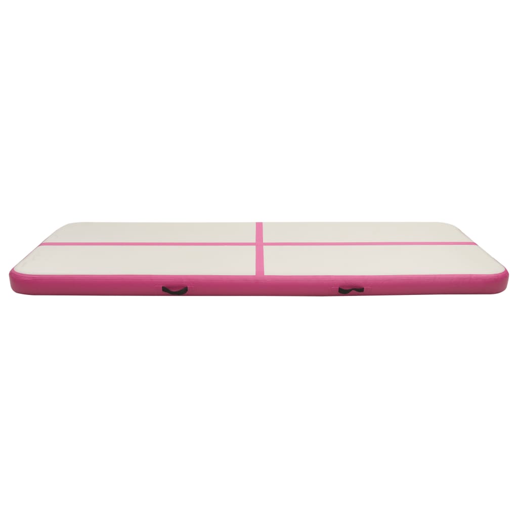 Gymnastiekmat met pomp opblaasbaar 400x100x15 cm PVC roze - Griffin Retail