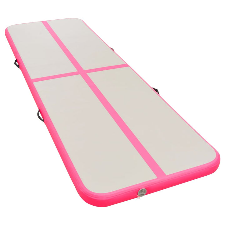 Gymnastiekmat met pomp opblaasbaar 500x100x10 cm PVC roze - Griffin Retail