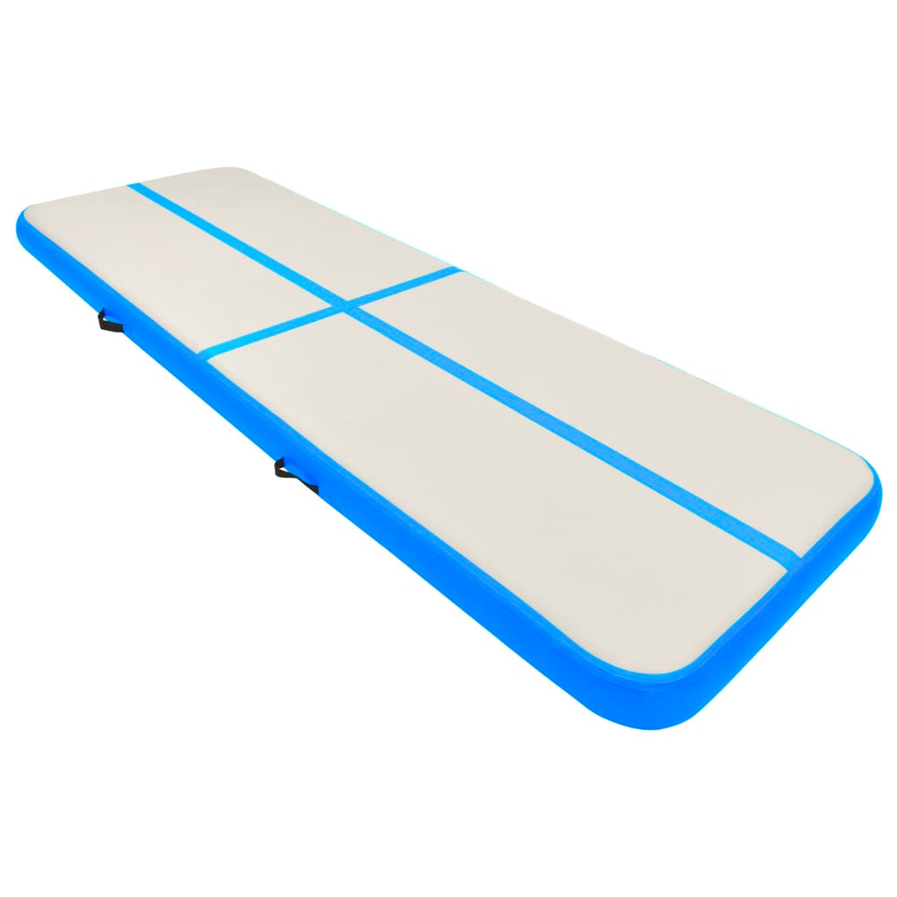 Gymnastiekmat met pomp opblaasbaar 500x100x15 cm PVC blauw - Griffin Retail
