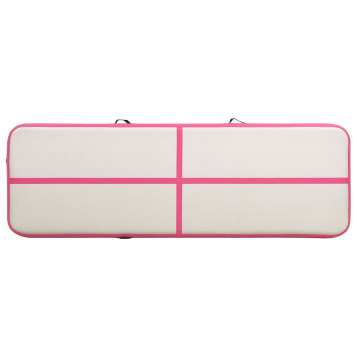 Gymnastiekmat met pomp opblaasbaar 500x100x20 cm PVC roze - Griffin Retail