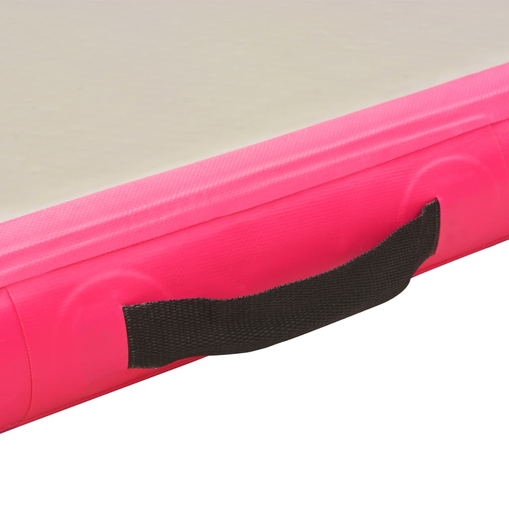 Gymnastiekmat met pomp opblaasbaar 600x100x10 cm PVC roze - Griffin Retail