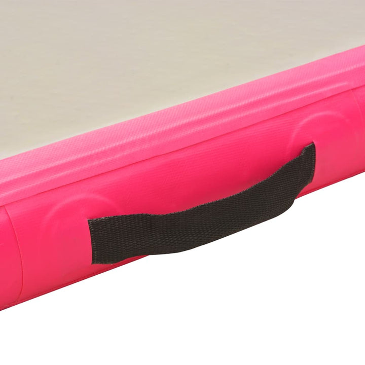 Gymnastiekmat met pomp opblaasbaar 800x100x10 cm PVC roze - Griffin Retail