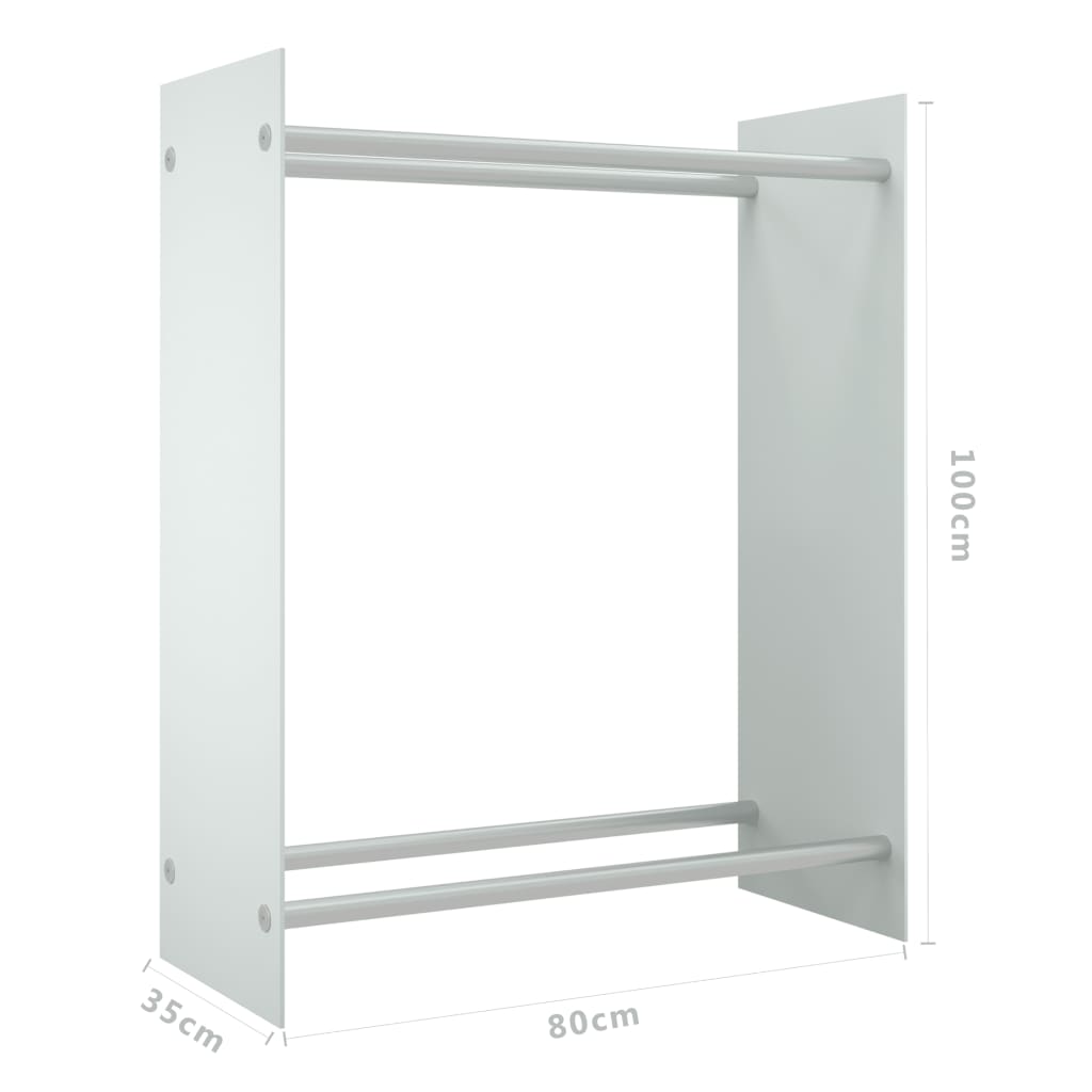 Haardhoutrek 80x35x100 cm gehard glas wit - Griffin Retail