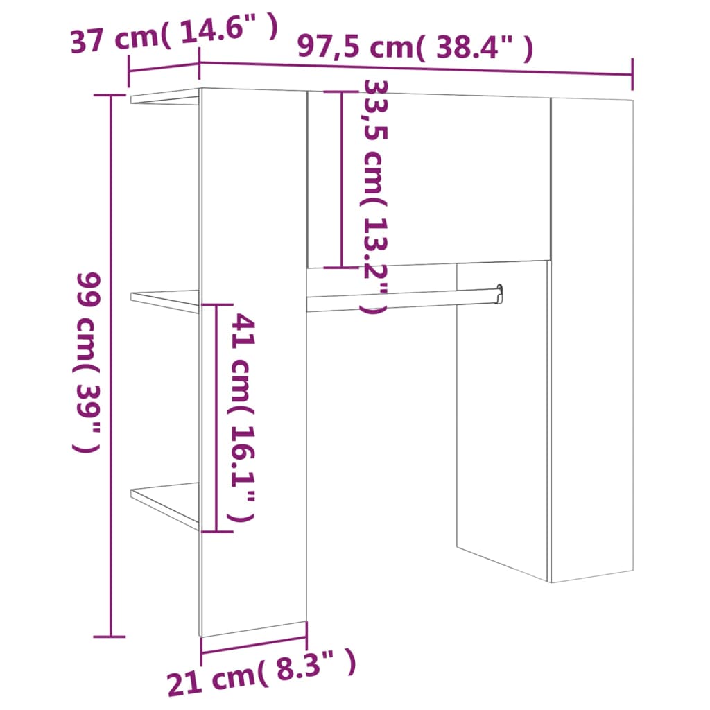 Halmeubel 97,5x37x99 cm bewerkt hout sonoma eiken - Griffin Retail