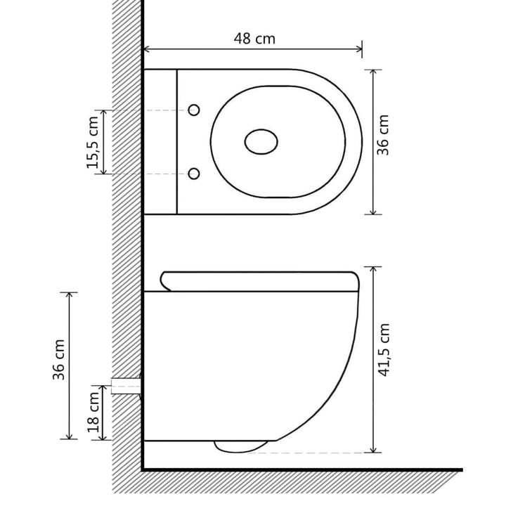 Hangend toilet randloos keramiek zwart - Griffin Retail