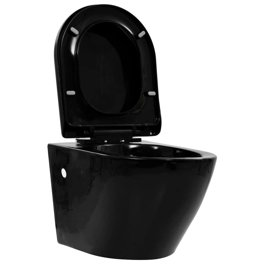 Hangend toilet randloos keramiek zwart - Griffin Retail