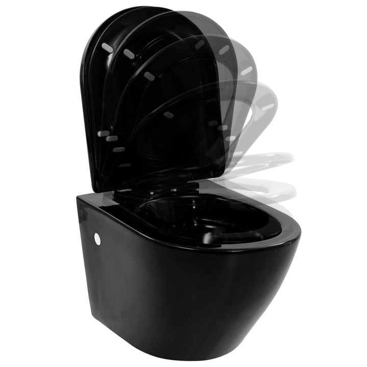 Hangend toilet randloos keramiek zwart - Griffin Retail