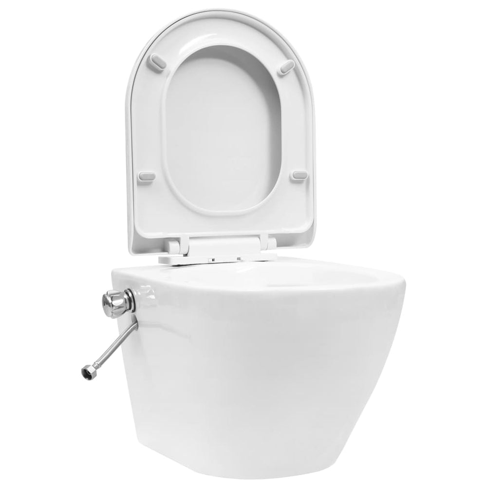 Hangend toilet randloos met bidetfunctie keramiek wit - Griffin Retail