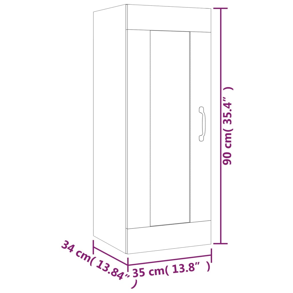 Hangkast 35x34x90 cm bewerkt hout betongrijs - Griffin Retail