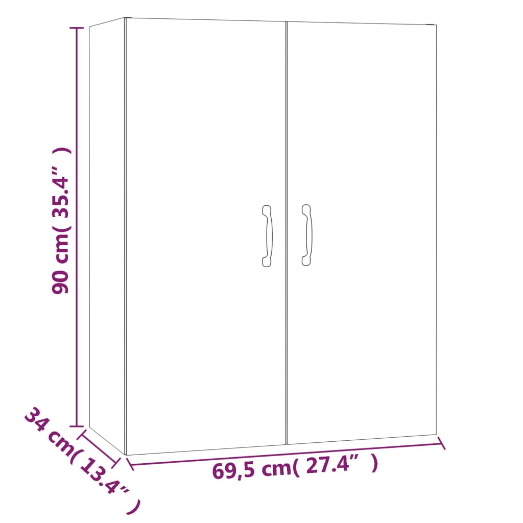 Hangkast 69,5x34x90 cm bewerkt hout betongrijs - Griffin Retail