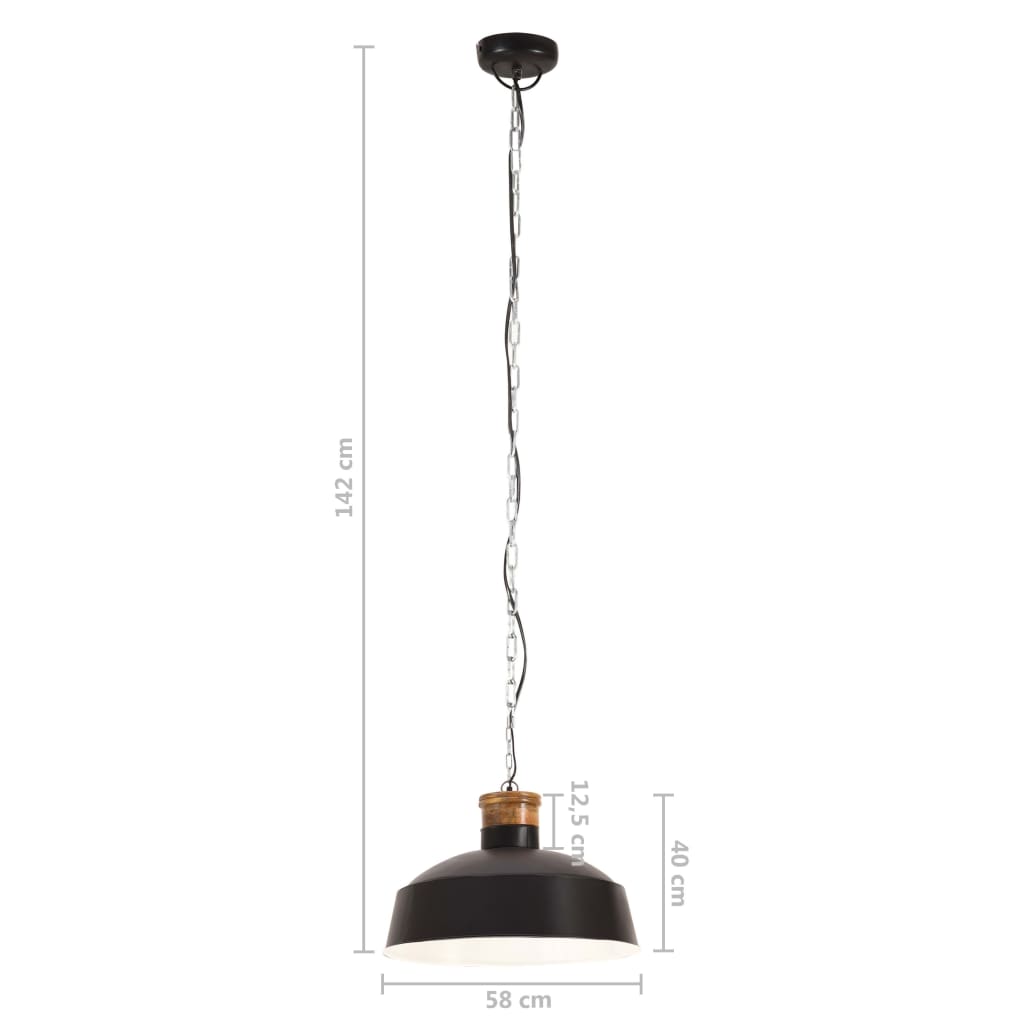 Hanglamp industrieel E27 32 cm zwart - Griffin Retail