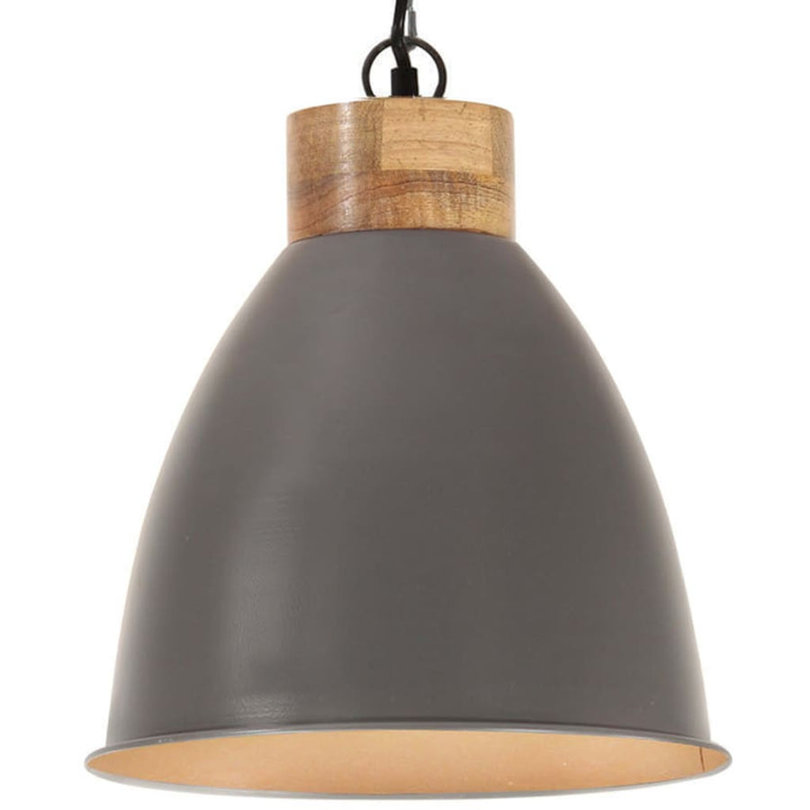 Hanglamp industrieel E27 35 cm ijzer en massief hout grijs - Griffin Retail