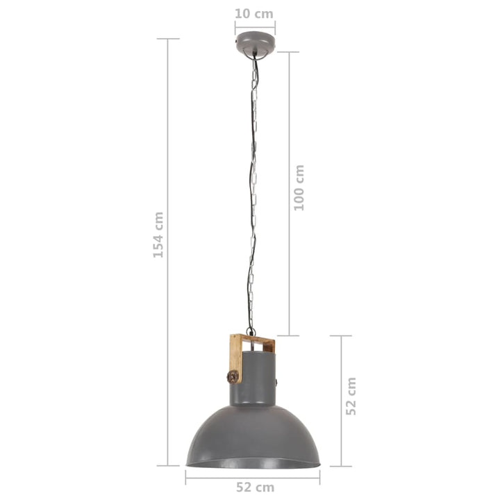 Hanglamp industrieel rond 25 W E27 52 cm mangohout grijs - Griffin Retail