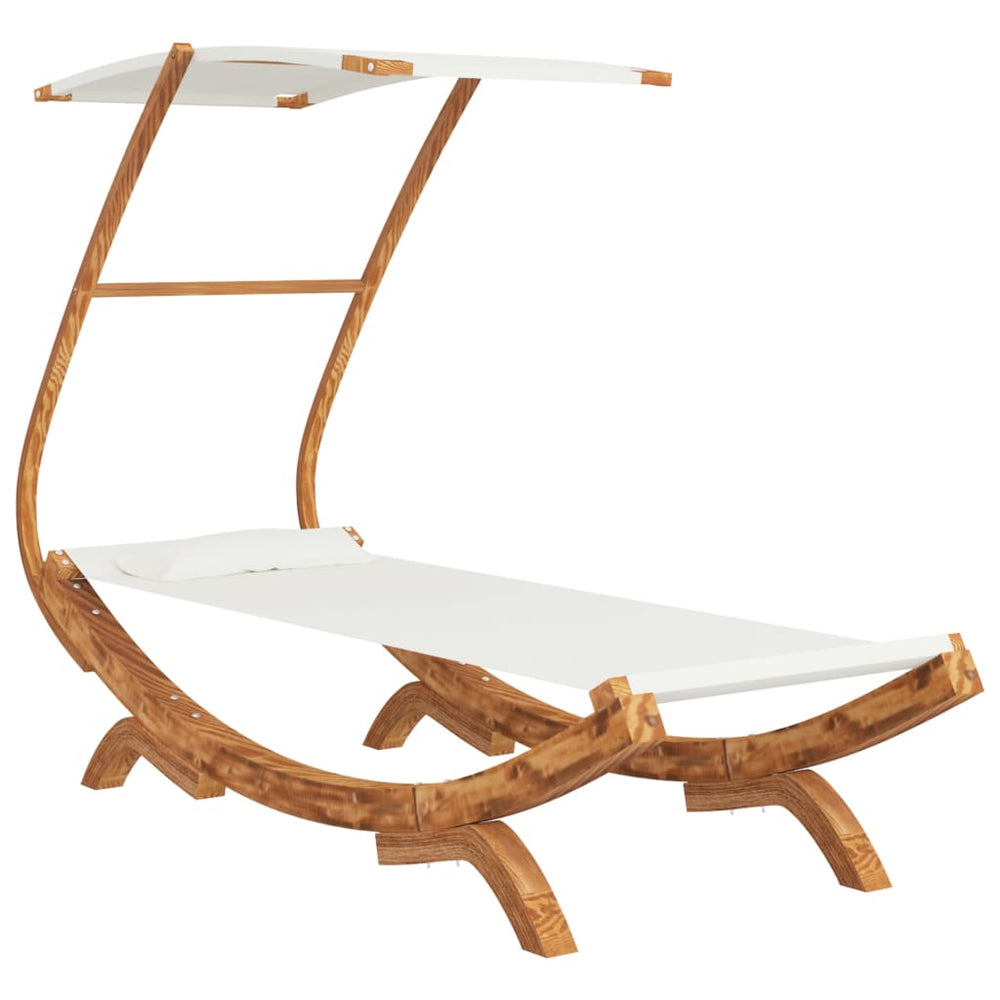 Hangmat met luifel 100x198x150 cm massief vurenhout crèmekleur - Griffin Retail