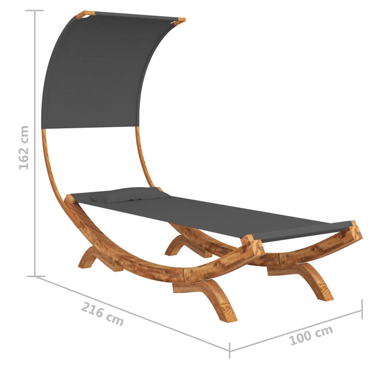 Hangmat met luifel 100x216x162 cm massief vurenhout antraciet - Griffin Retail