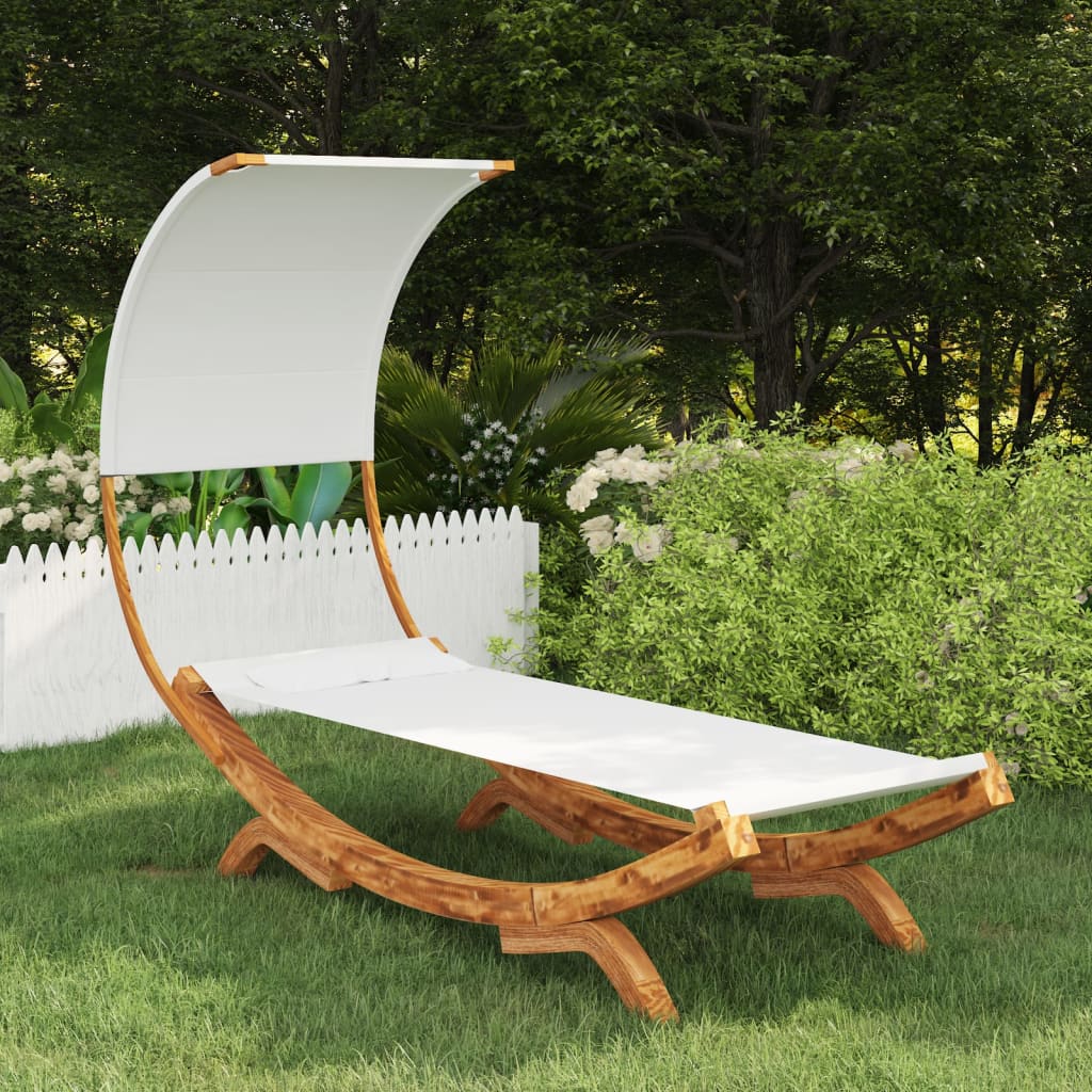 Hangmat met luifel 100x216x162 cm massief vurenhout crèmekleur - Griffin Retail
