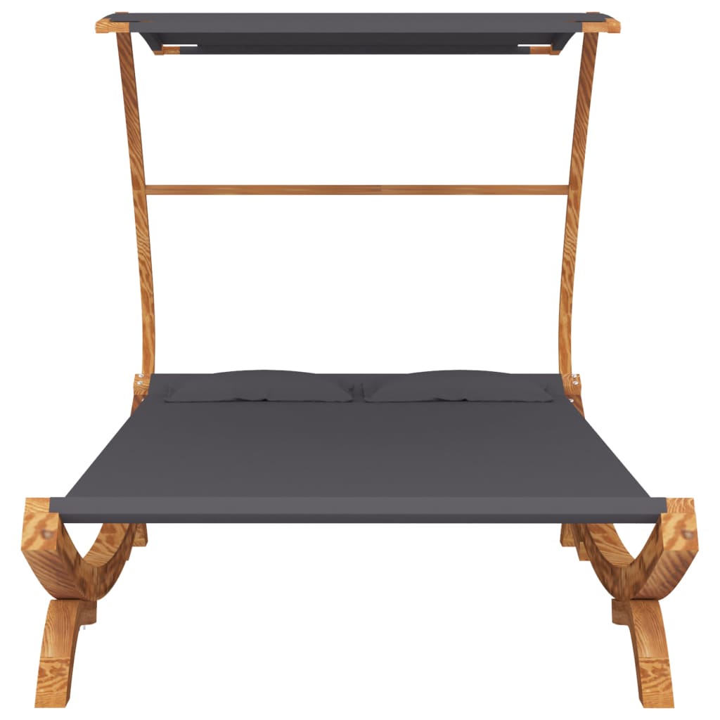 Hangmat met luifel 165x198x140 cm gebogen hout antracietkleurig - Griffin Retail