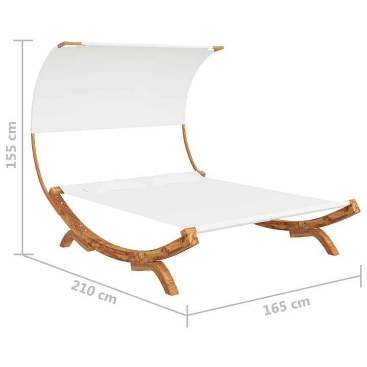 Hangmat met luifel 165x210x155 cm massief vurenhout crèmekleur - Griffin Retail