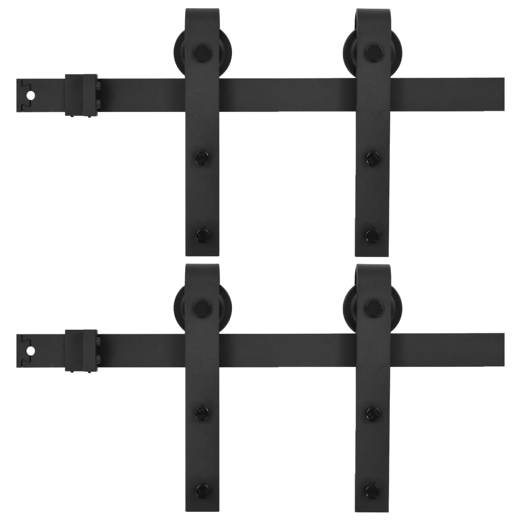 Hardwaresets voor schuifdeuren 2 st 183 cm staal zwart - Griffin Retail
