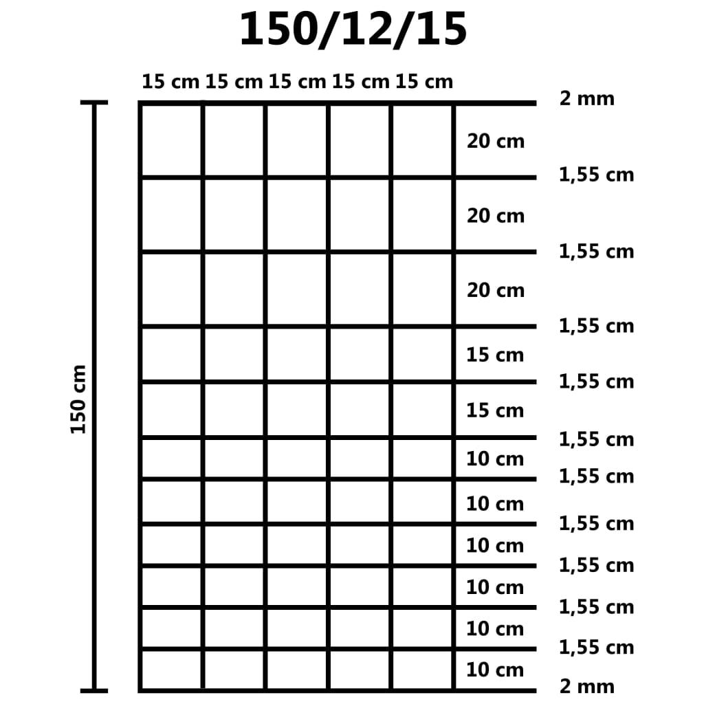 Hek 50 m 150 cm gegalvaniseerd staal zilverkleurig - Griffin Retail