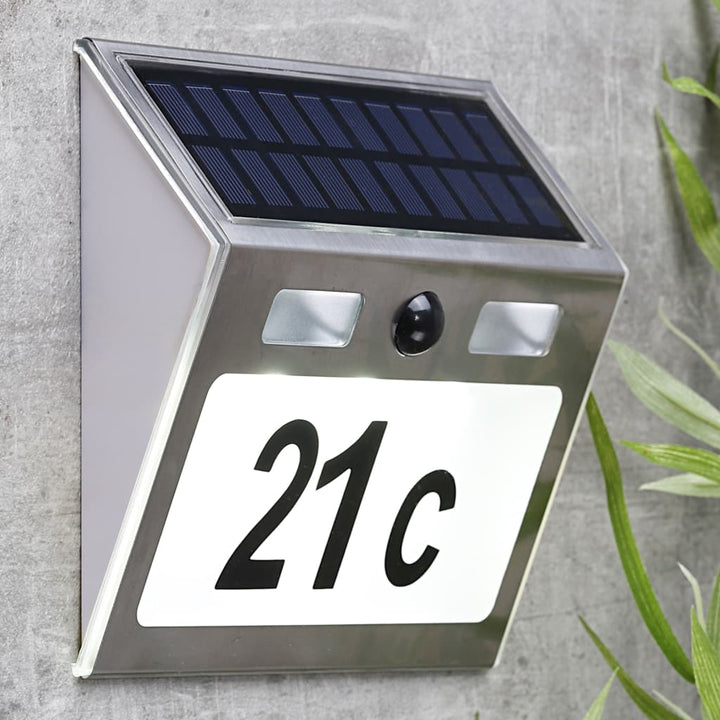 HI Huisnummerlamp solar LED zilverkleurig - Griffin Retail