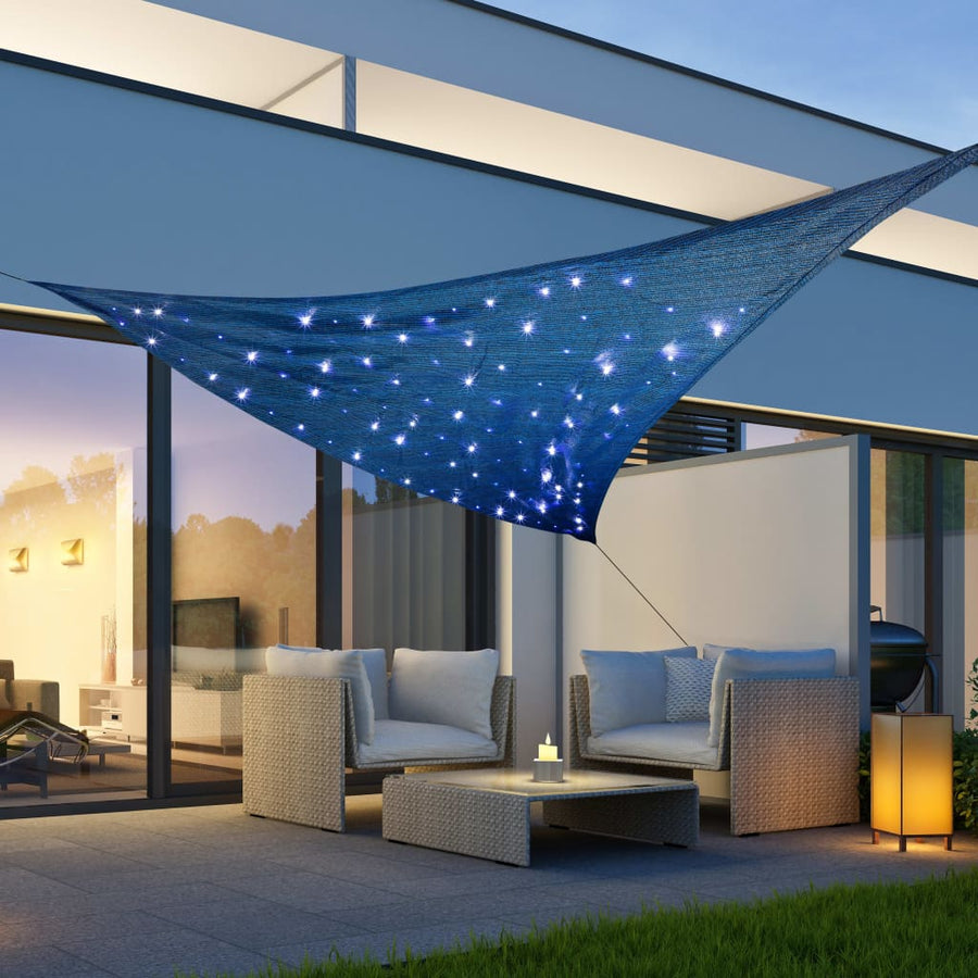 HI Zonnezeil met 100 LED's 3,6x3,6x3,6 m lichtblauw - Griffin Retail