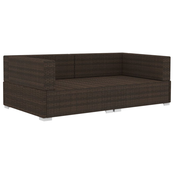 Hoekbanken 2 st met kussens poly rattan bruin - Griffin Retail