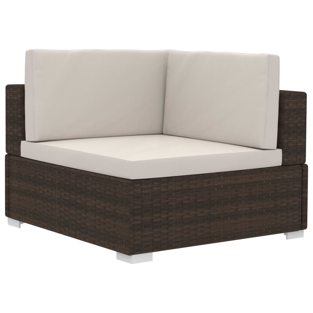 Hoekbanken 2 st met kussens poly rattan bruin - Griffin Retail