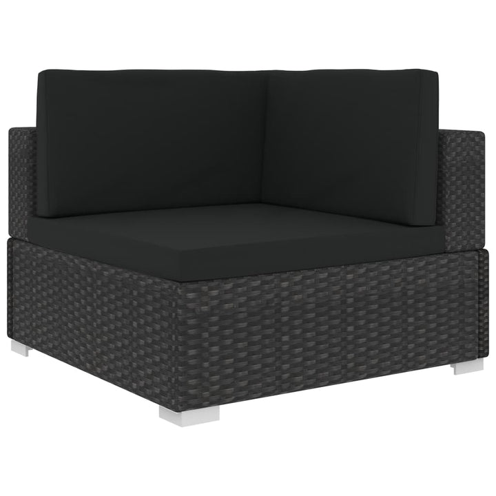 Hoekbanken 2 st met kussens poly rattan zwart - Griffin Retail