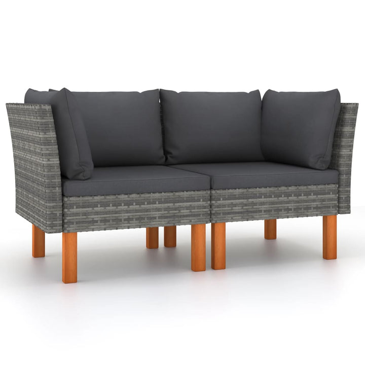 Hoekbanken 2 st poly rattan en massief eucalyptushout - Griffin Retail