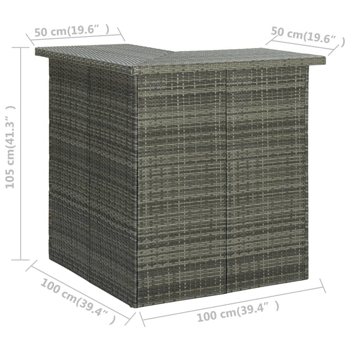 Hoekbartafel 100x50x105 cm poly rattan grijs - Griffin Retail