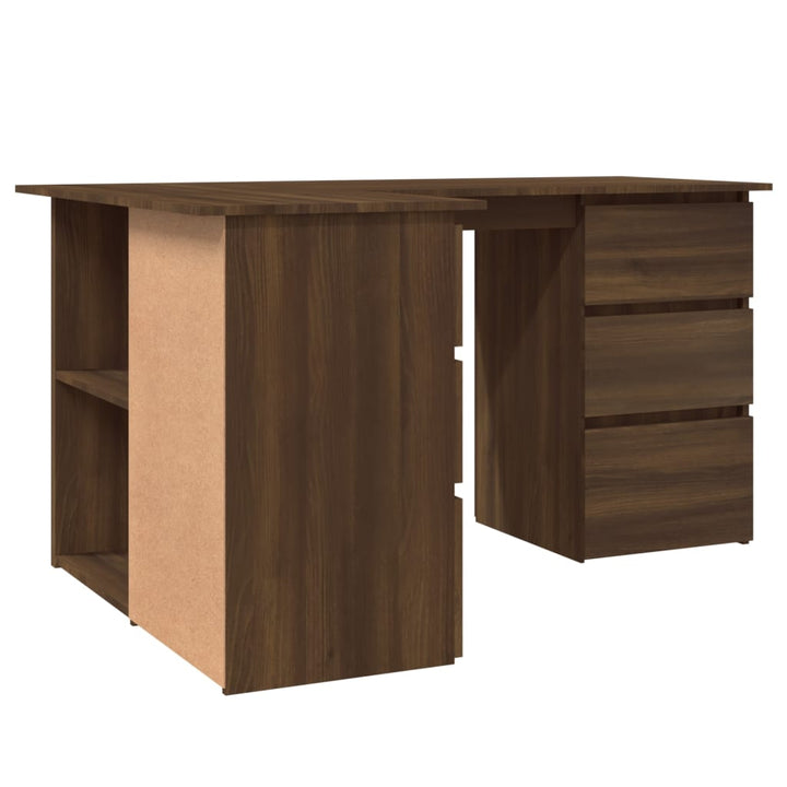 Hoekbureau 145x100x76 cm bewerkt hout bruineikenkleurig - Griffin Retail