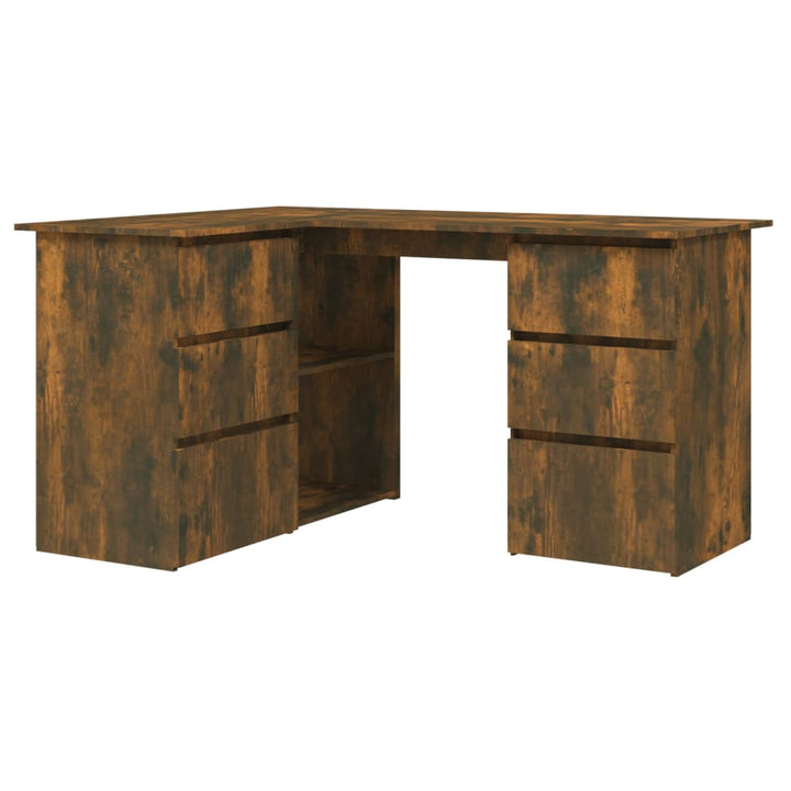 Hoekbureau 145x100x76 cm bewerkt hout gerookt eikenkleurig - Griffin Retail