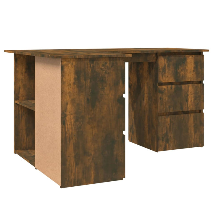 Hoekbureau 145x100x76 cm bewerkt hout gerookt eikenkleurig - Griffin Retail