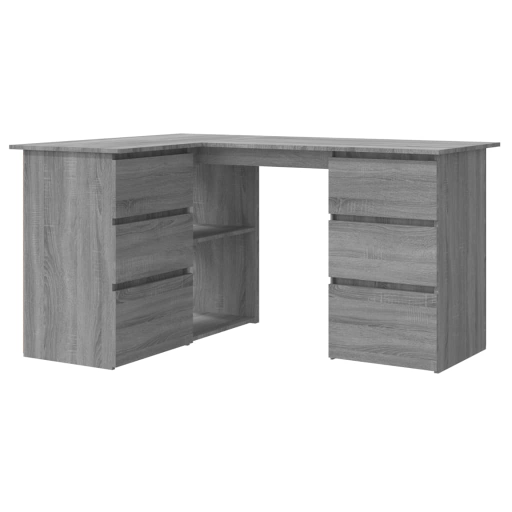 Hoekbureau 145x100x76 cm bewerkt hout grijs sonoma eikenkleurig - Griffin Retail