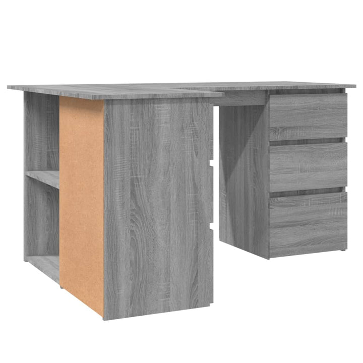 Hoekbureau 145x100x76 cm bewerkt hout grijs sonoma eikenkleurig - Griffin Retail