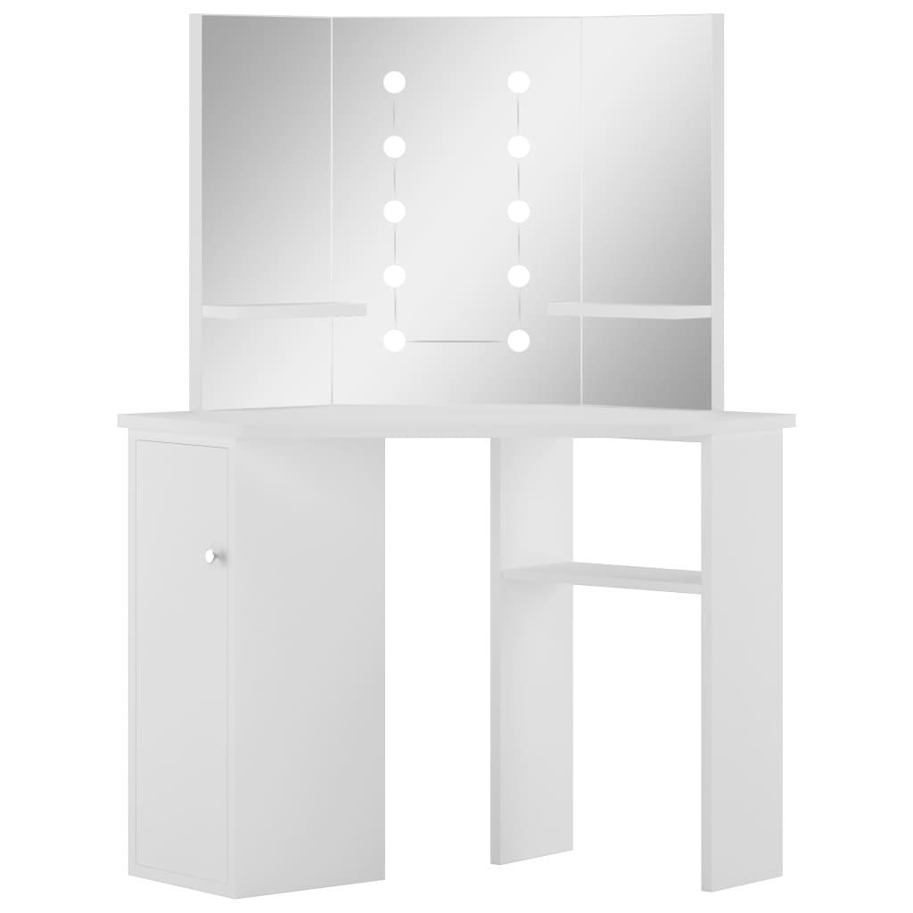 Hoekkaptafel met LED-verlichting wit - Griffin Retail