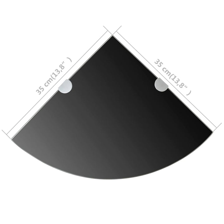 Hoekschap met chromen dragers zwart 35x35 cm glas - Griffin Retail
