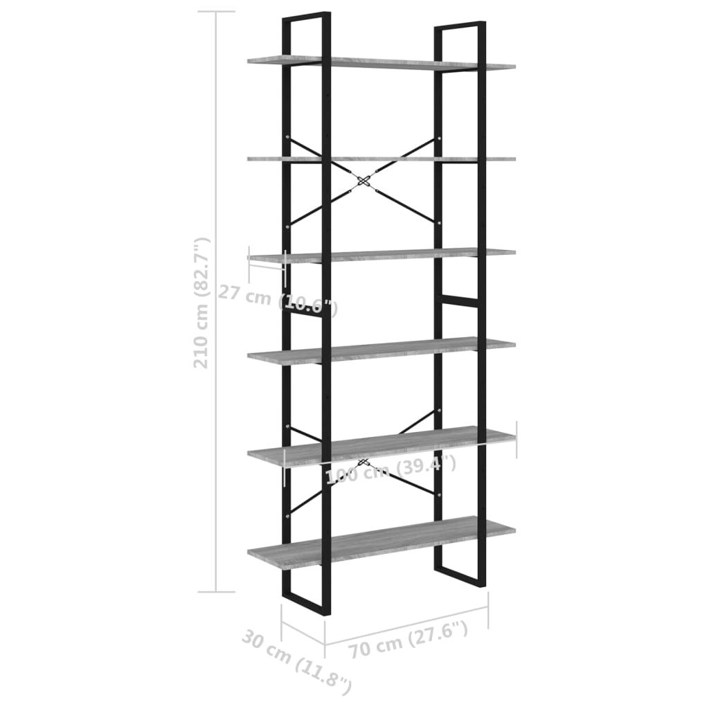 Hoge kast 100x30x210 cm bewerkt hout grijs sonoma eikenkleurig - Griffin Retail