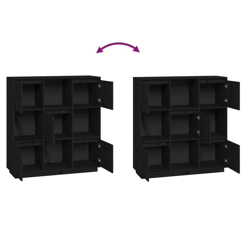 Hoge kast 110,5x35x117 cm massief grenenhout zwart - Griffin Retail