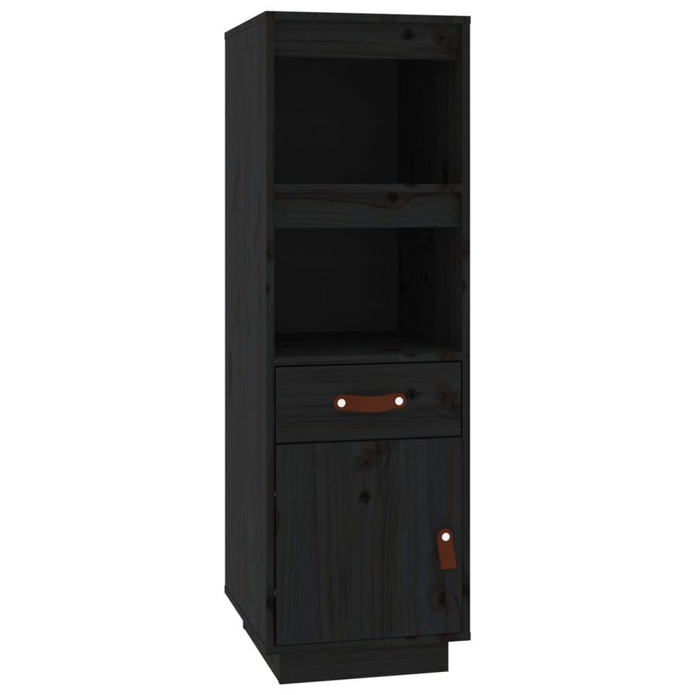 Hoge kast 34x40x108,5 cm massief grenenhout zwart - Griffin Retail