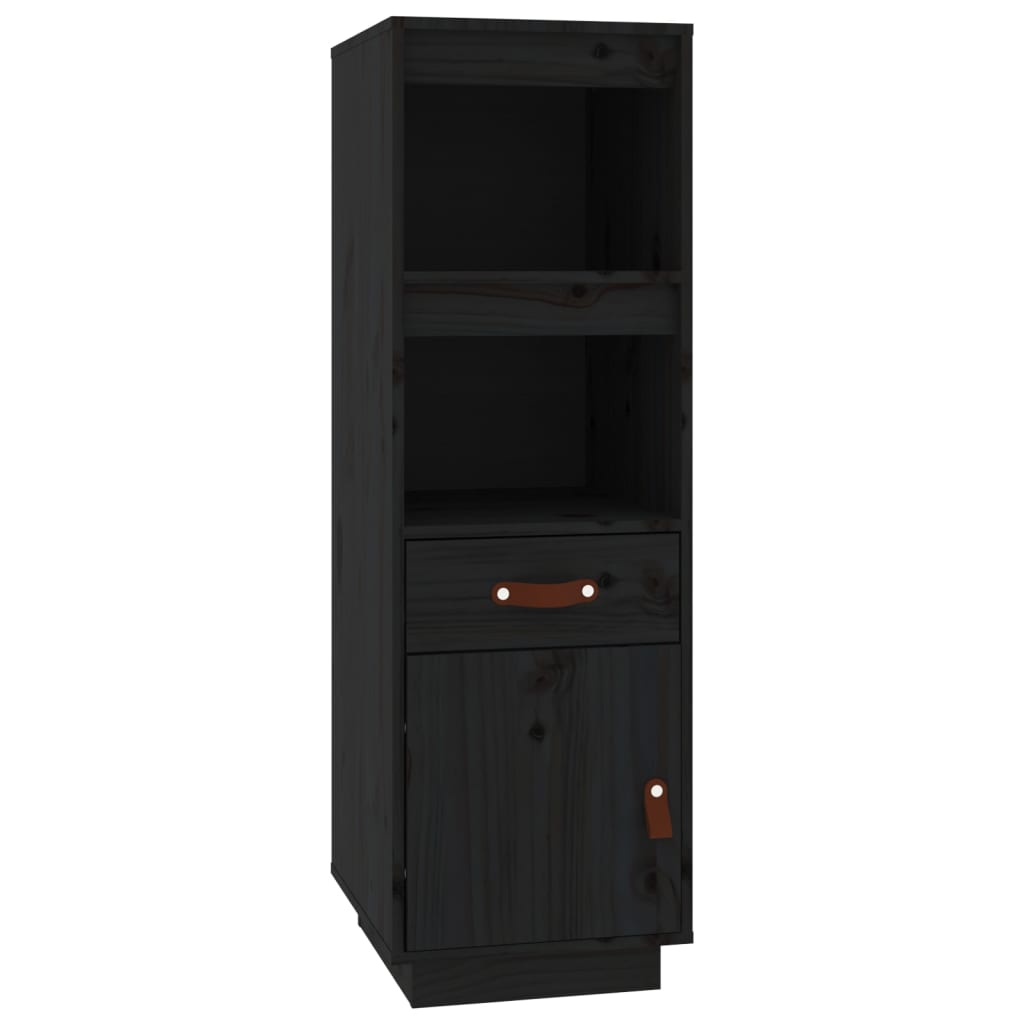 Hoge kast 34x40x108,5 cm massief grenenhout zwart - Griffin Retail