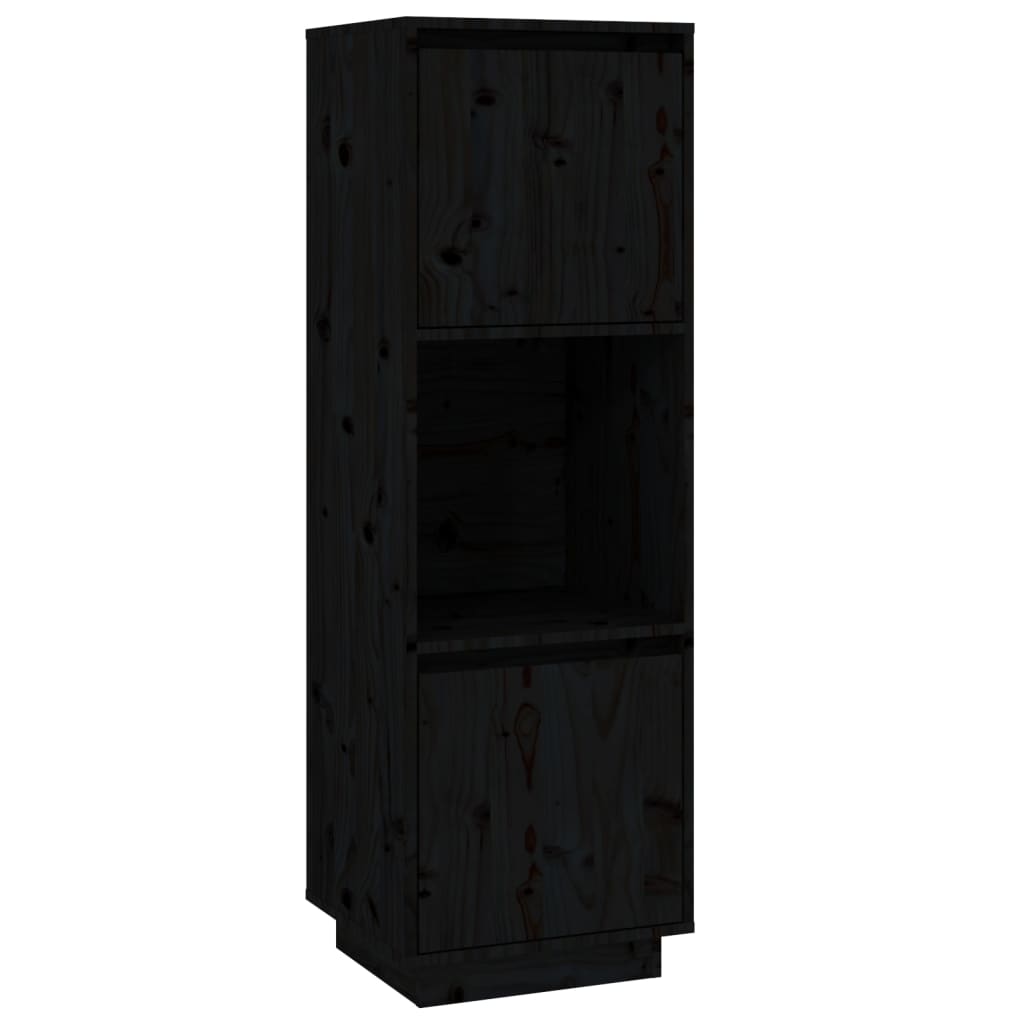 Hoge kast 38x35x117 cm massief grenenhout zwart - Griffin Retail