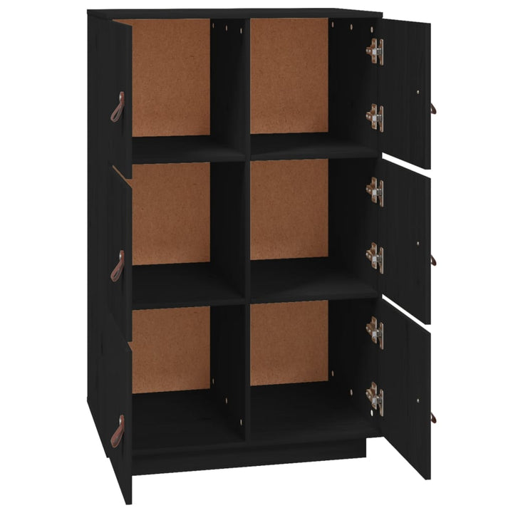 Hoge kast 67x40x108,5 cm massief grenenhout zwart - Griffin Retail