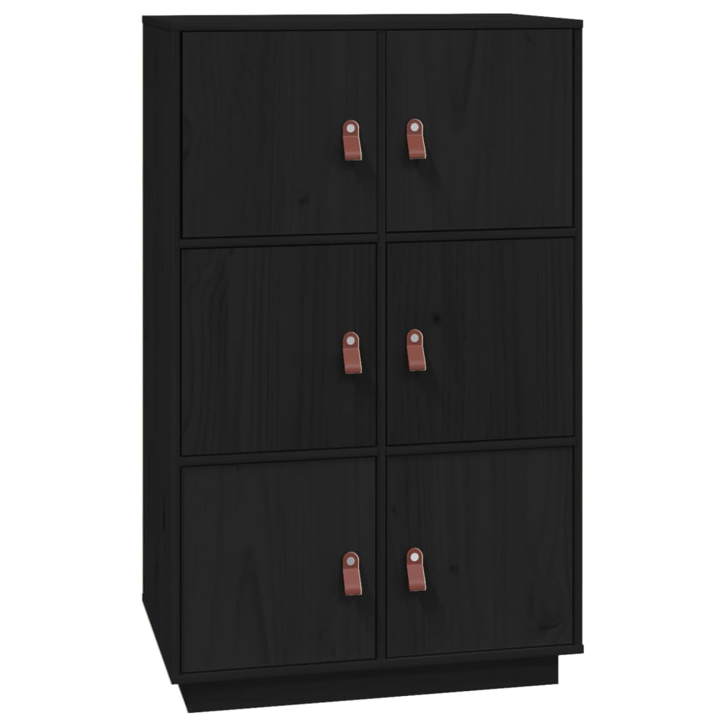 Hoge kast 67x40x108,5 cm massief grenenhout zwart - Griffin Retail