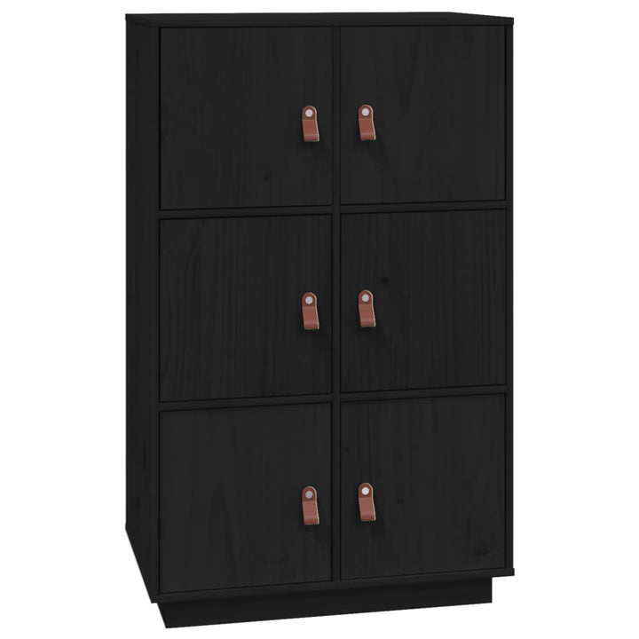 Hoge kast 67x40x108,5 cm massief grenenhout zwart - Griffin Retail